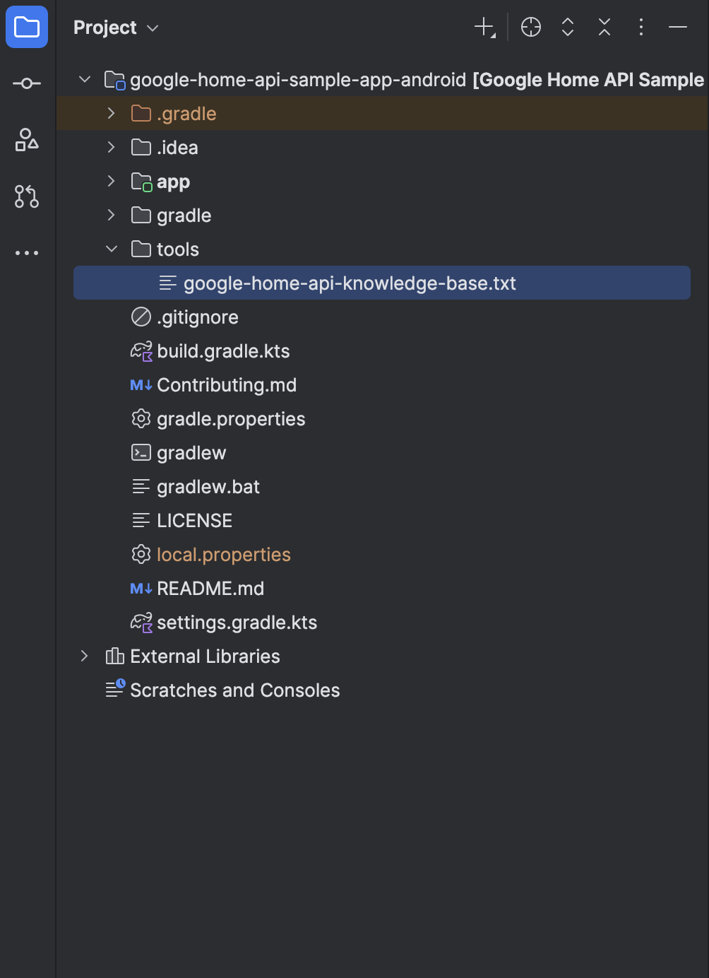 Hình ảnh cho thấy vị trí đặt tệp trong dự án.