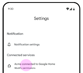 Settings menu as entry point