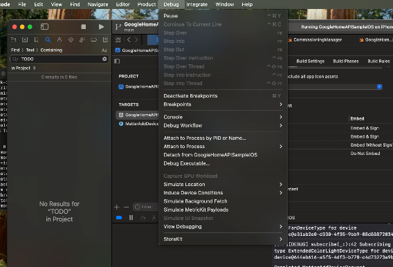 Sample app debugging