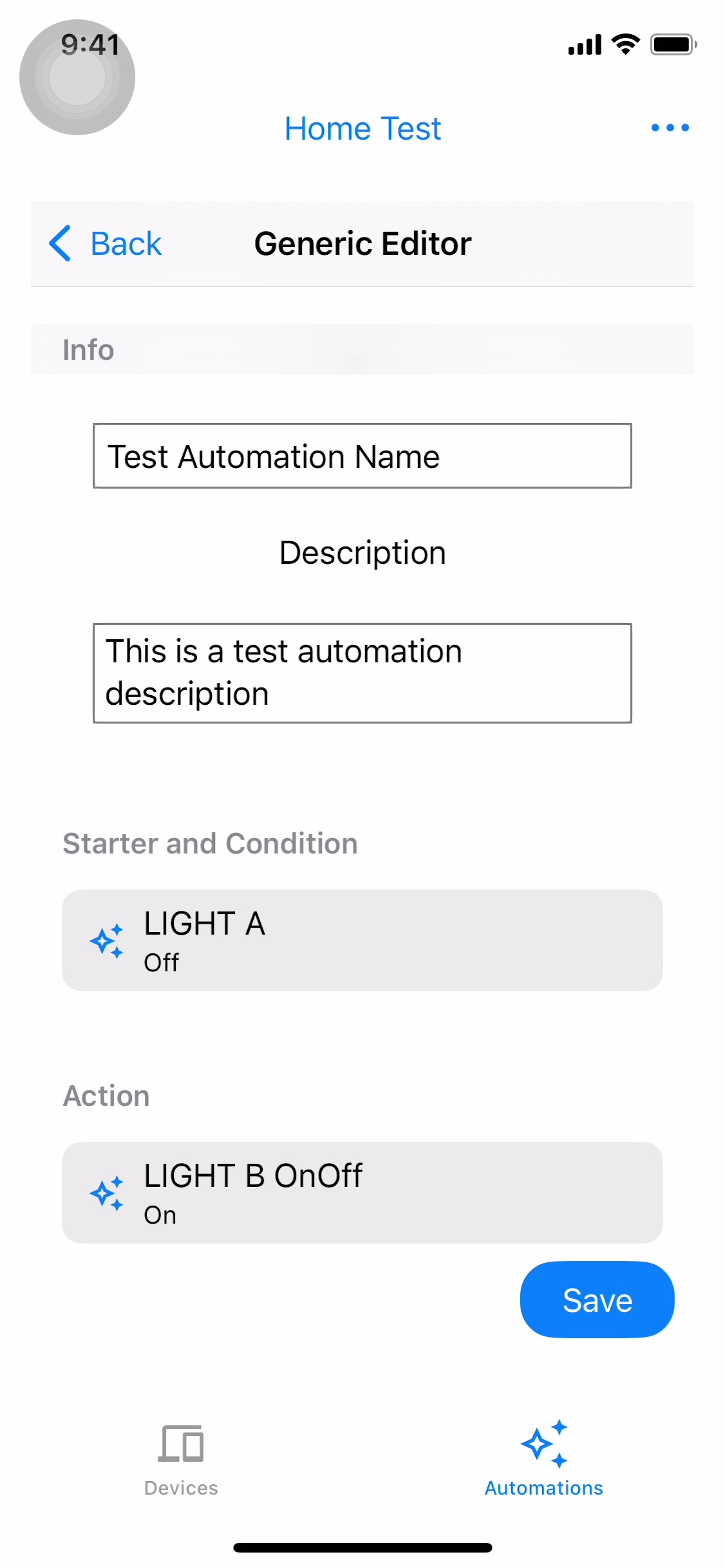 Ativação e ação adicionadas.