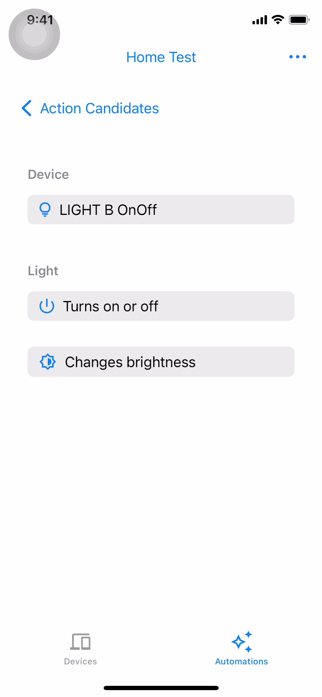 Selecione uma ação.