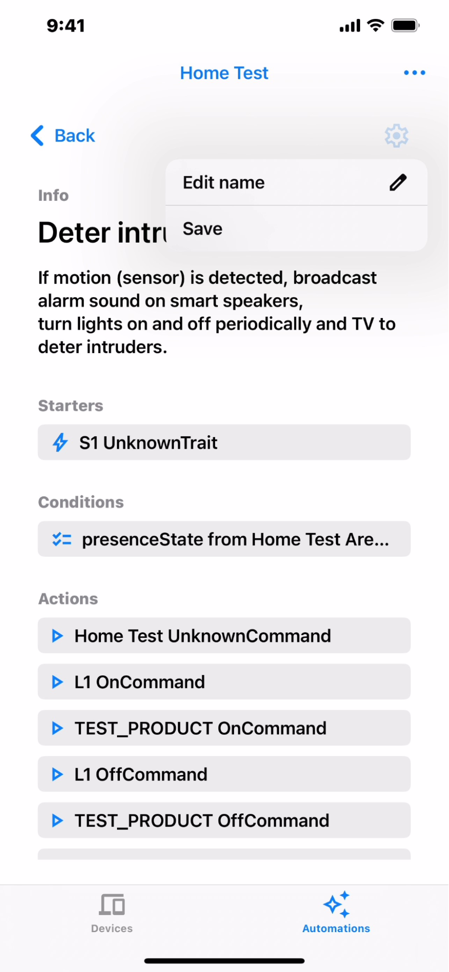 Tela do app de exemplo para selecionar o botão "Editar nome".