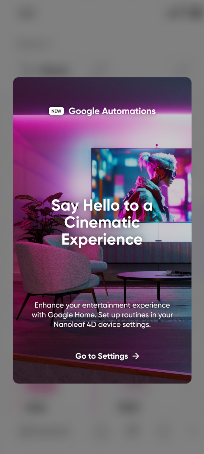 Nanoleaf 4D アプリの画面