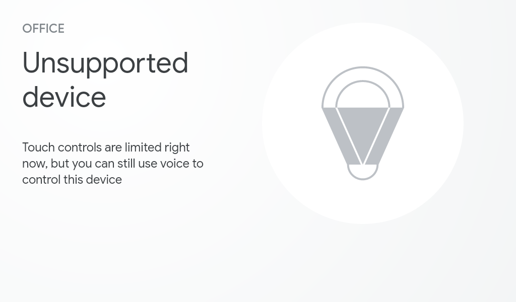 इस इमेज में, उन डिवाइसों के लिए दिखाया गया प्लेसहोल्डर दिखाया गया है जिनमें काम न करने वाली सुविधाएं हैं.