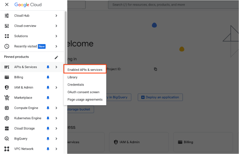 API et services activés