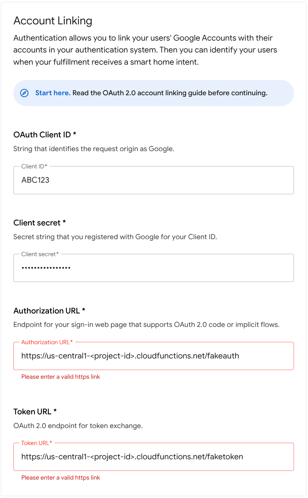 アカウント リンクの URL を更新する