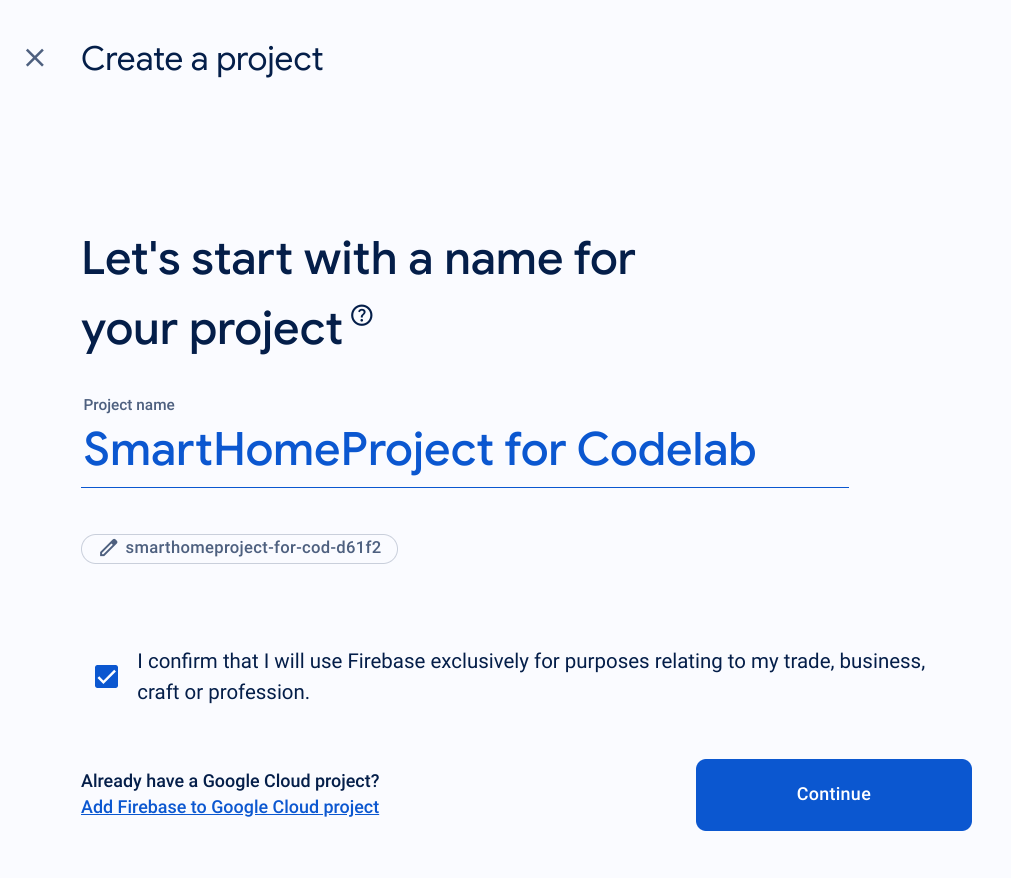 Create Firebase project