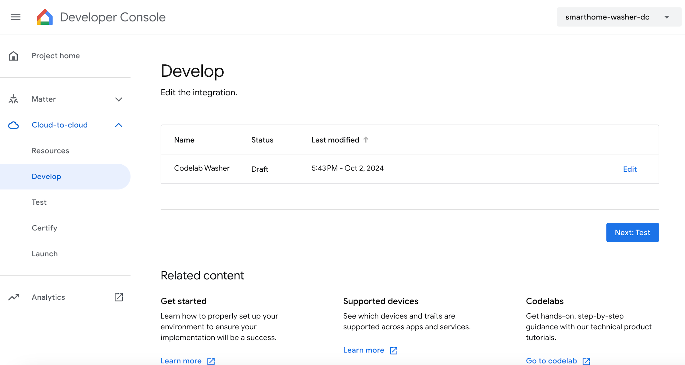 Cloud-to-cloud 統合をテストする