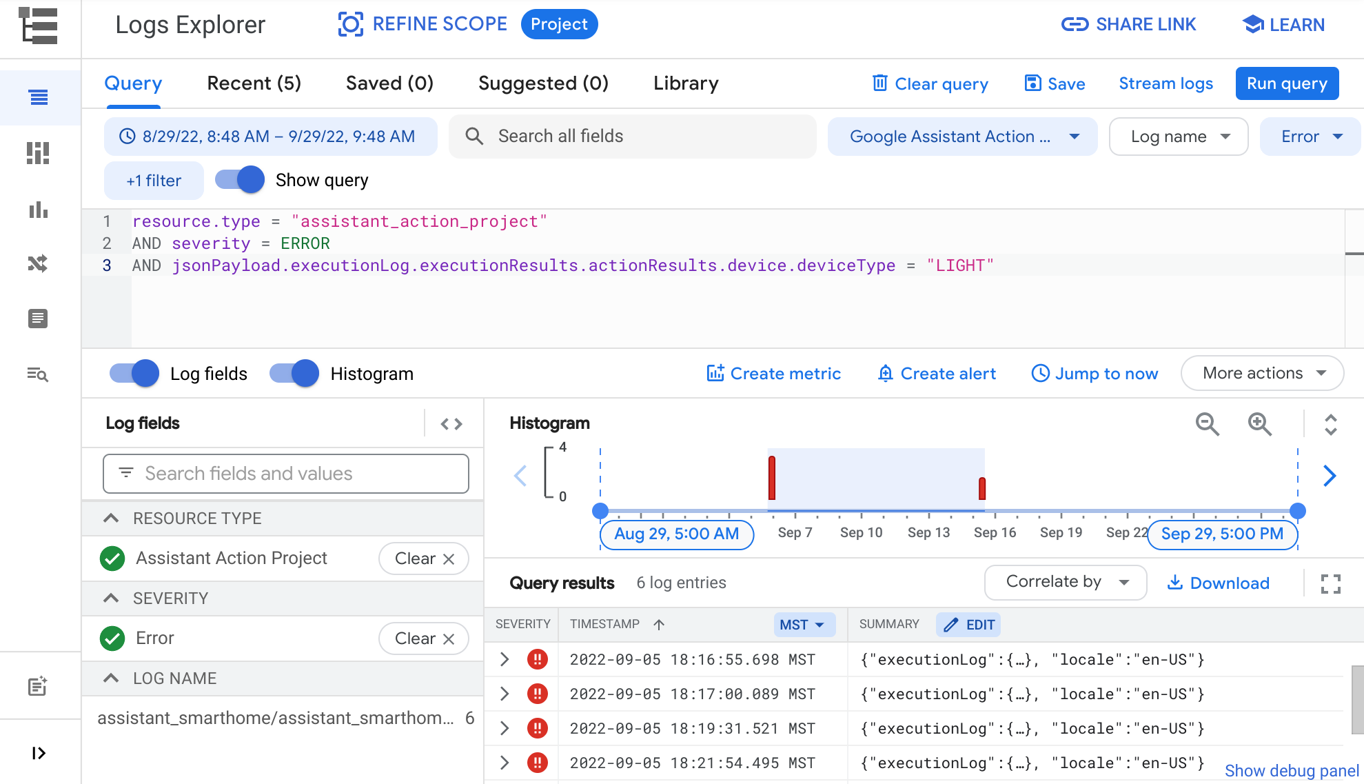 Cloud Logging をクエリする