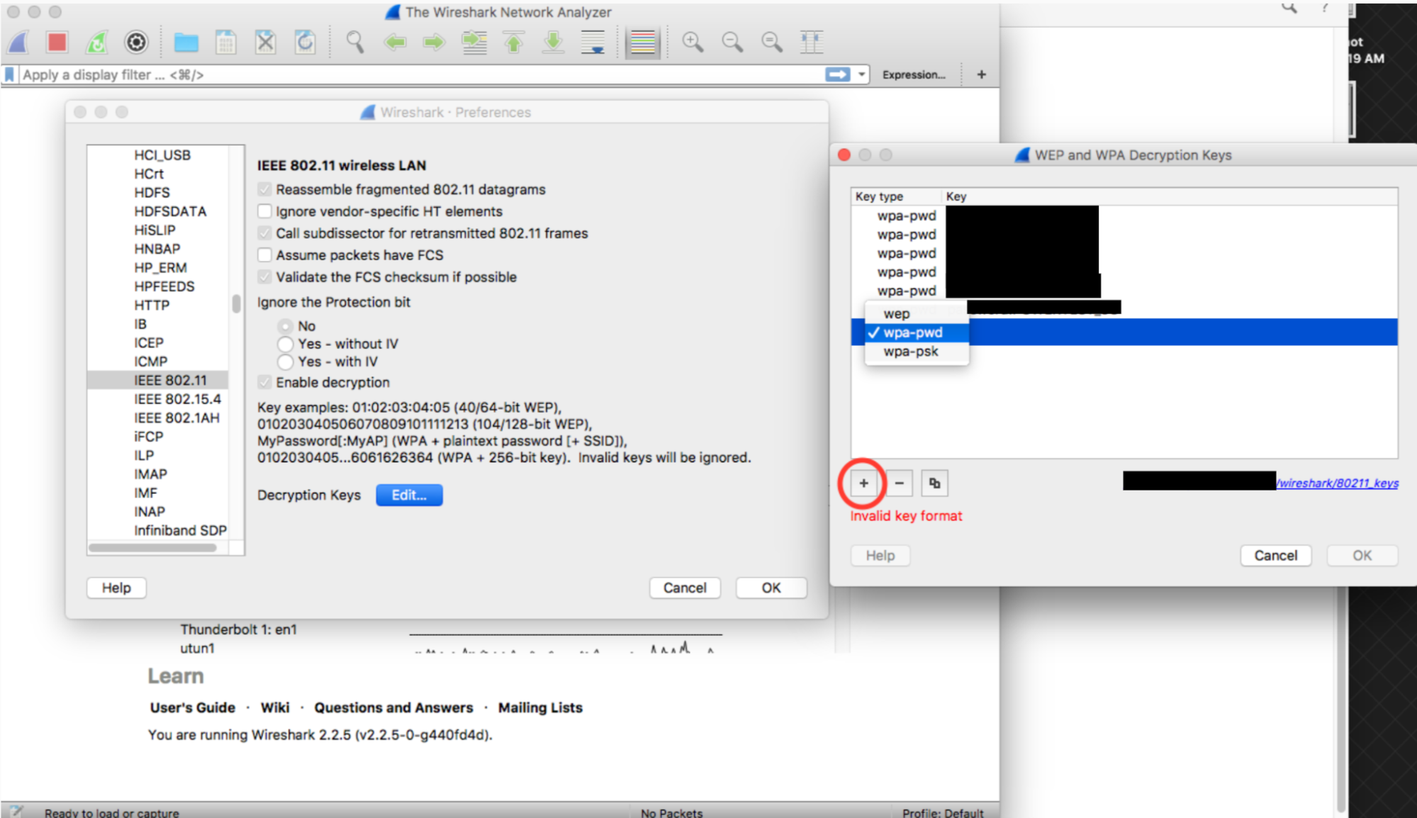 Mac Wireshark WPA và Mật khẩu