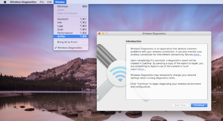 أداة Mac WLAN Sniffer