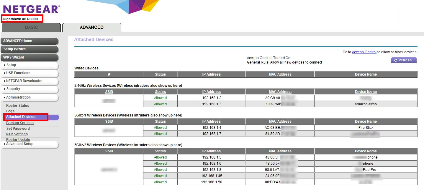 Visualizzazione cliente Netgear