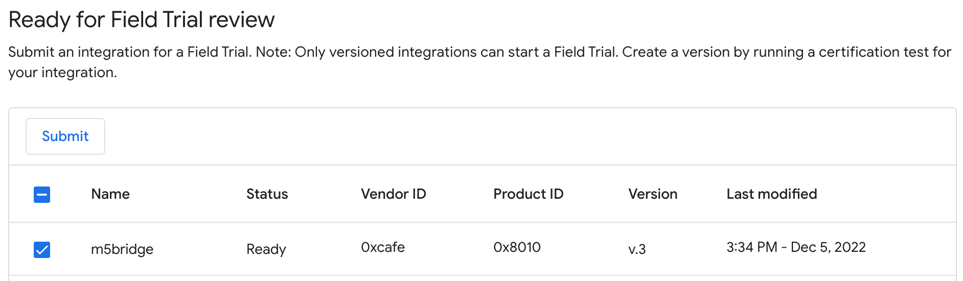 Ready for Field
Trial