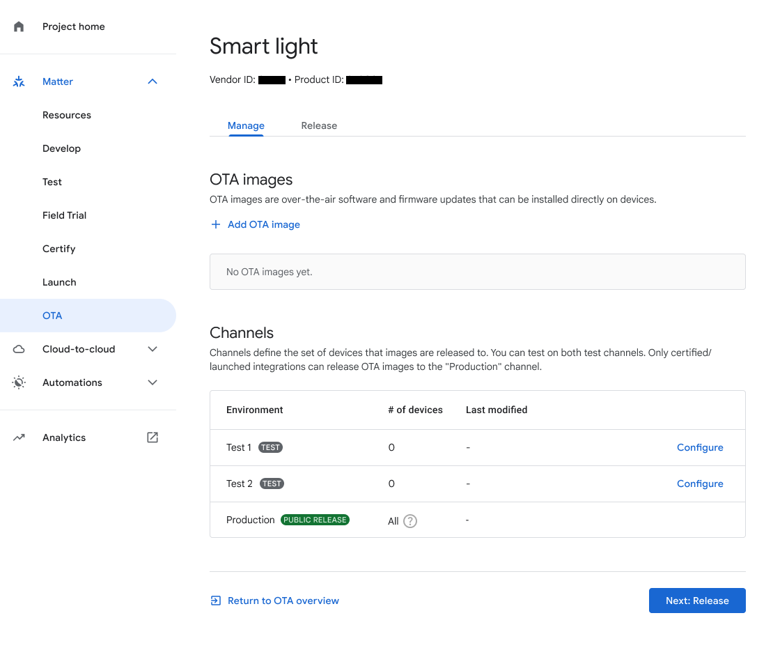ไปที่แท็บจัดการในคอนโซล