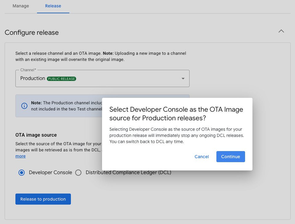 Trocar a origem da imagem da versão de produção.