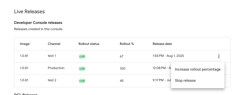 Arrêtez la version active.