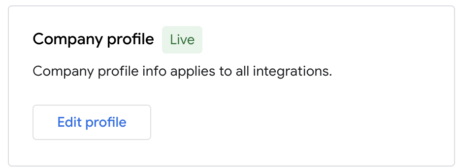 La scheda del profilo dell'azienda che mostra lo stato "Pubblicato"
