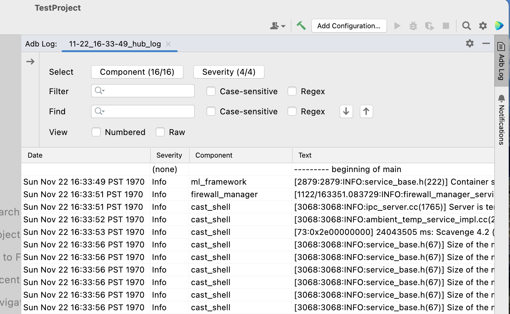 Visor de registros de adb