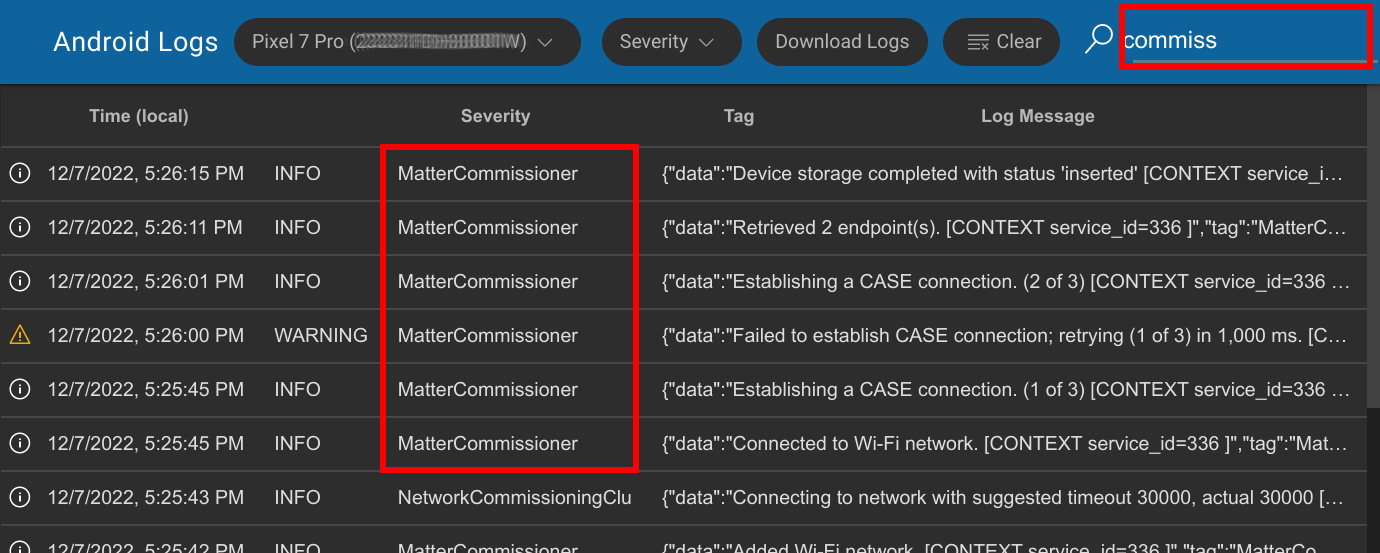 กรอง Android Logging แล้ว