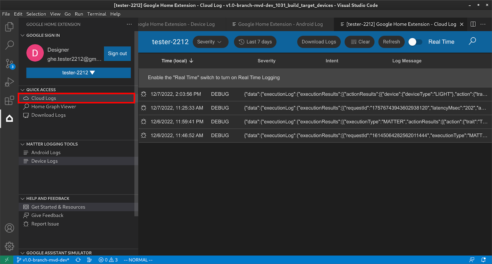 Usa Cloud Logging