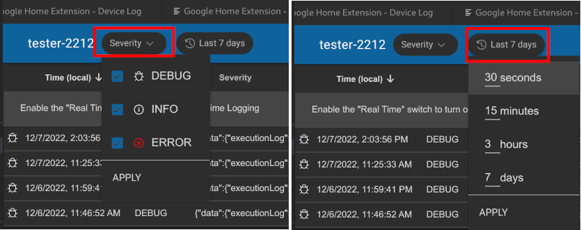 Filtrar registros por gravidade e hora