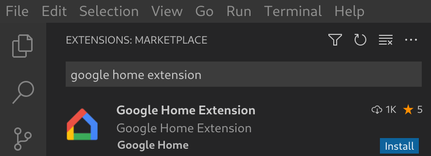 Marketplace für die Google Home-Erweiterung