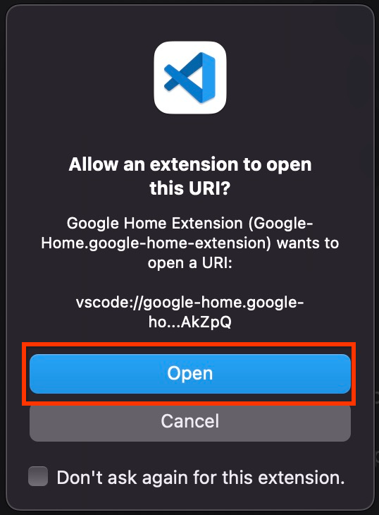 Permitir que a extensão Google Home abra um URI