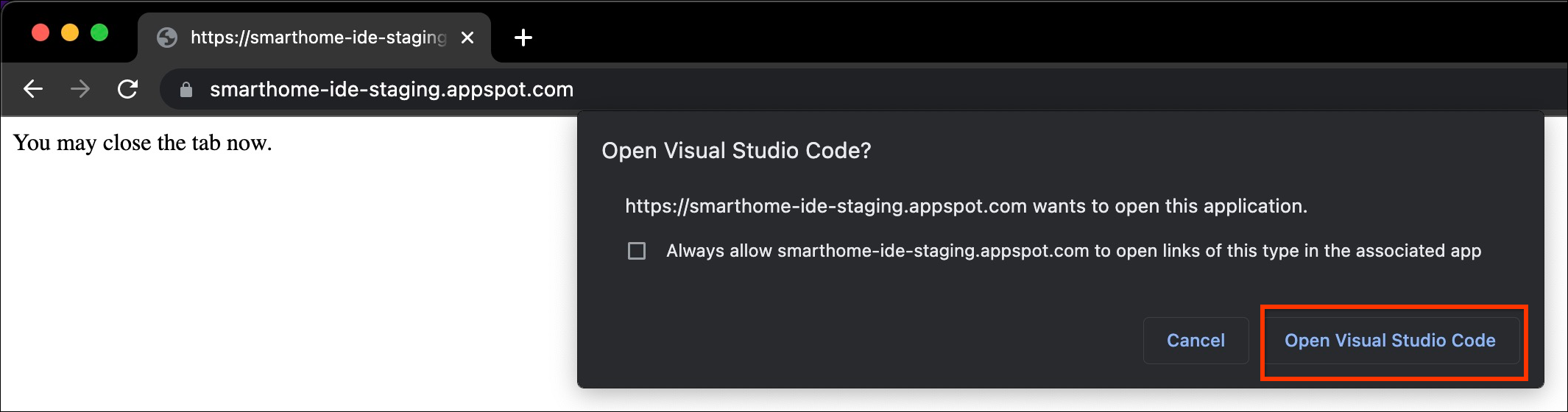 Otwórz okno VS Code