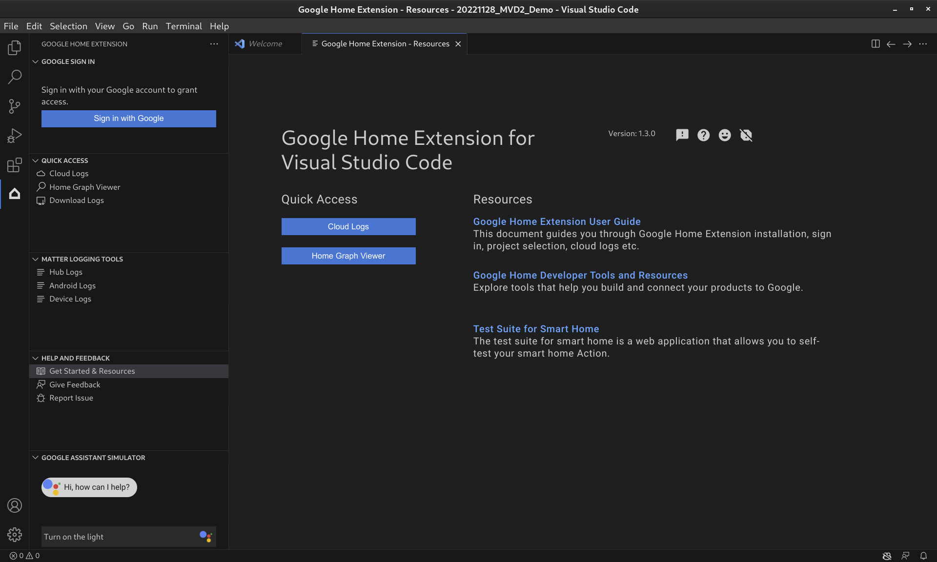 VS Code 適用的 Google Home 擴充功能