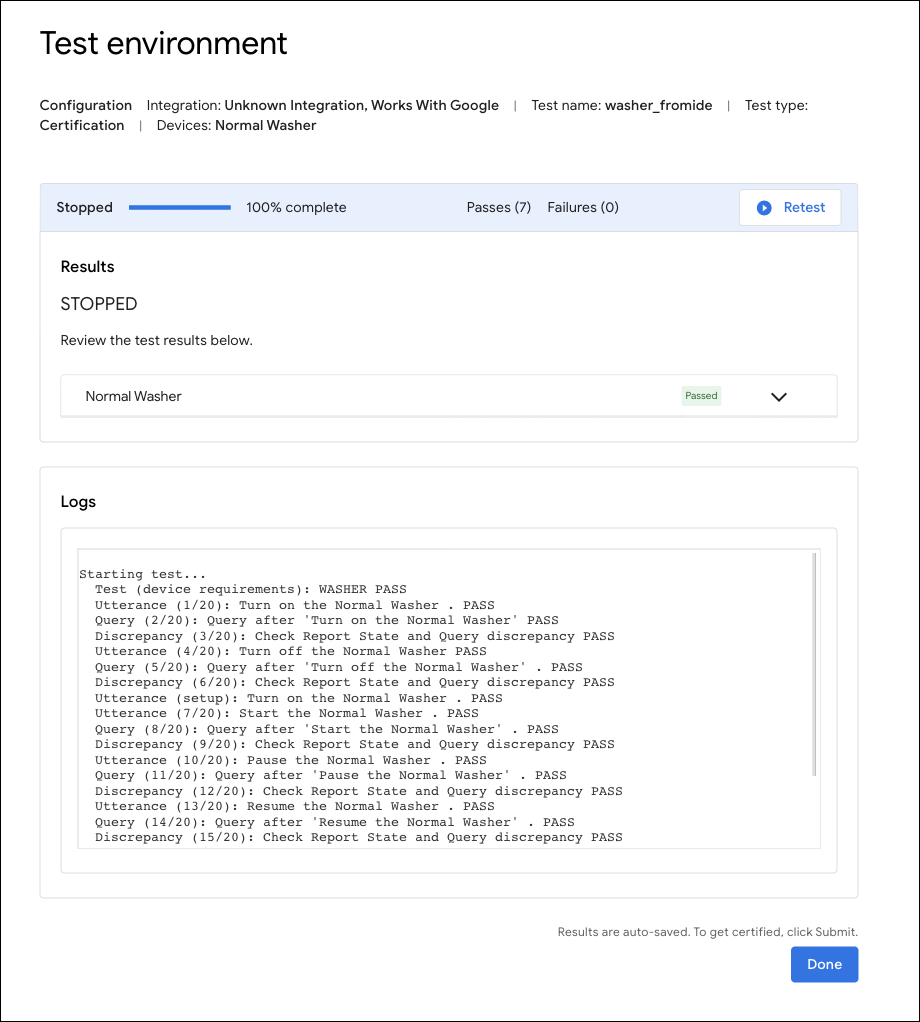 Test results