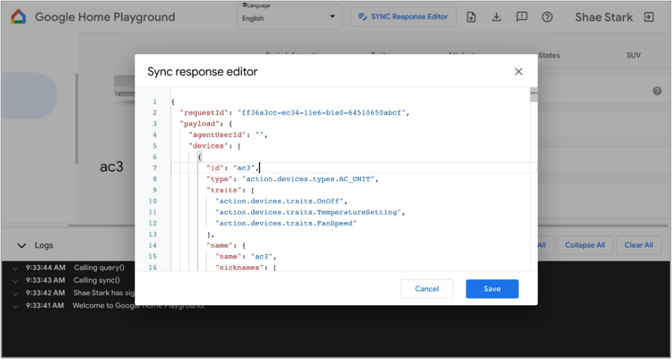 In dieser Abbildung sehen Sie das Fenster zum Bearbeiten der Synchronisierungsantwort.