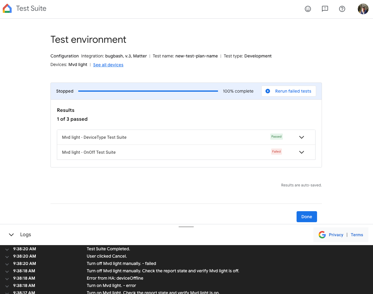 Test results