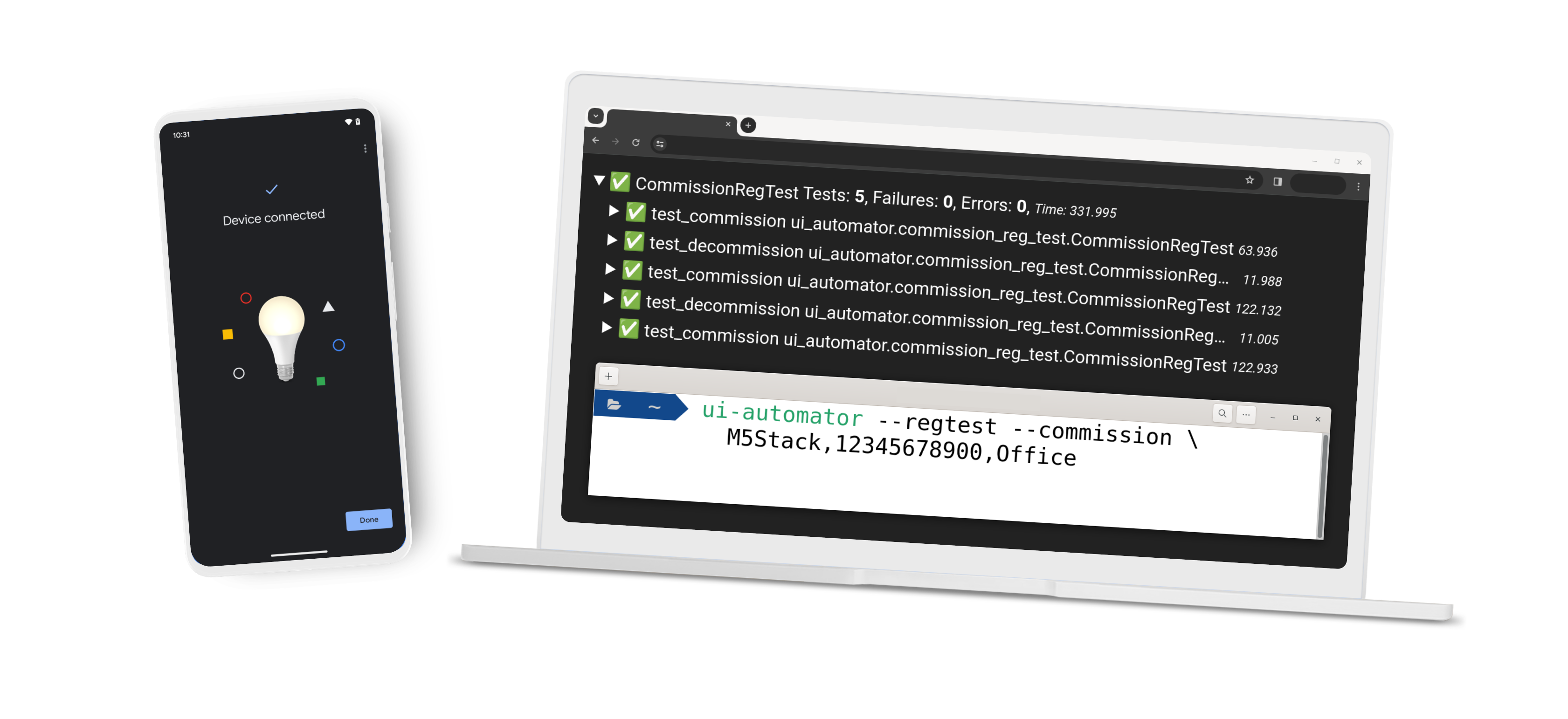 Auf diesem Bild wird gezeigt, wie ein Matter-Gerät mit Google Home gekoppelt wird.