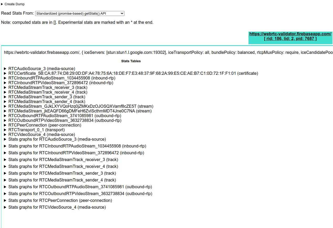 WebRTC Инспектор окна
